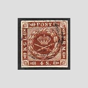 FRIMRKER DANMARK | 1858-62 - AFA 7 - 4 Skilling brun - Stemplet