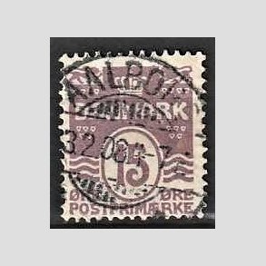 FRIM�RKER DANMARK | 1905-06 - AFA 46 - B�lgelinie 15 �re brunlilla - Lux Stemplet Aalborg