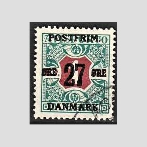 FRIMRKER DANMARK | 1918 - AFA 95 - 27 re/1 Kr. blgrn/rd - Stemplet