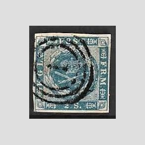 FRIMRKER DANMARK | 1854-57 - AFA 3 - 2 Skilling bl - Stemplet