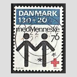 FRIMRKER DANMARK | 1976 - AFA 612 - Dansk Rde Kors 100 r. - 130 + 20 re bl/rd/sort - Lux Stemplet Jelling