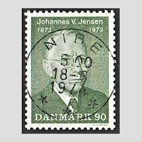 FRIM�RKER DANMARK | 1973 - AFA 542 - Johannes V. Jensen - 90 �re gr�n - Pragt Stemplet Nibe