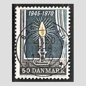 FRIM�RKER DANMARK | 1970 - AFA 496 - Danmark bes�ttelses oph�r 25 �r - 50 �re brun/gul/gr� - Pragt Stemplet Bagsv�rd
