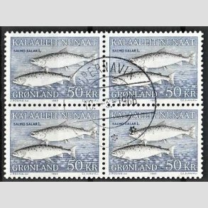 FRIMRKER GRNLAND | 1983 - AFA 140 - Skllaks - 50 kr. flerfarvet i 4-blok - Pnt stemplet