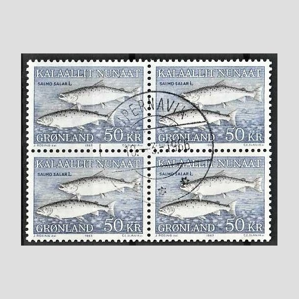 FRIMRKER GRNLAND | 1983 - AFA 140 - Skllaks - 50 kr. flerfarvet i 4-blok - Pnt stemplet