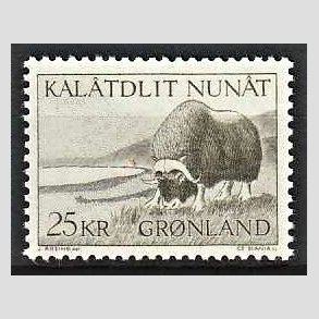 FRIMRKER GRNLAND | 1969 - AFA 74 - Muskusokse - 25 kr. grgrn - Postfrisk