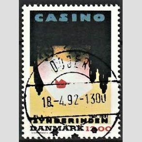 FRIM�RKER DANMARK | 1991 - AFA 1002 - Dansk Plakatkunst - 12,00 Kr. flerfarvet - Pragt Stemplet Odder