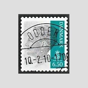 FRIMRKER DANMARK | 2010 - AFA 1607E - Dronning Margrethe II - 6,50 Kr. gr/blgrn - Pragt Stemplet Odder