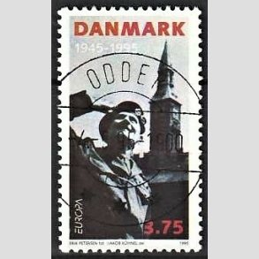 FRIMRKER DANMARK | 1995 - AFA 1091 - 50 ret for befrielsen - 3,75 Kr. flerfarvet - Pragt Stemplet Odder