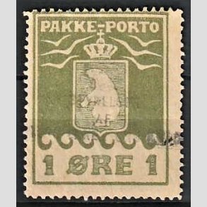 FRIMRKER GRNLAND | 1915 - AFA 4 - PAKKEPORTO 1 RE OLIVENGRN - STEMPLET
