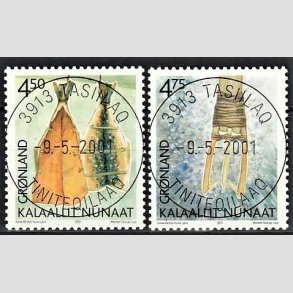 FRIMRKER GRNLAND | 2001 - AFA 374,375 - Arv og kultur II. - 4,50 + 4,75 kr. flerfarvet - Lux stemplet