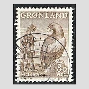 FRIMRKER GRNLAND | 1969 - AFA 73 - Pigen og rnen - 80 re brun - Lux Stemplet