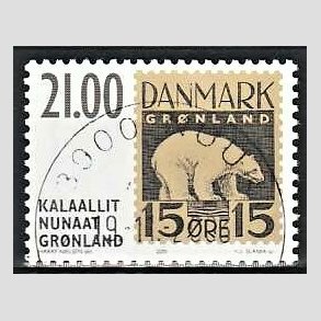 FRIMRKER GRNLAND | 2001 - AFA 381 - Frimrker er aldrig udkom - 21,00 kr. flerfarvet - Lux stemplet