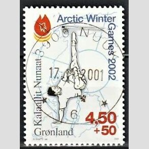 FRIM�RKER GR�NLAND | 2001 - AFA 373 - Artic Winter Games 2002 - 4,50 kr. + 50 �re flerfarvet - Lux stemplet
