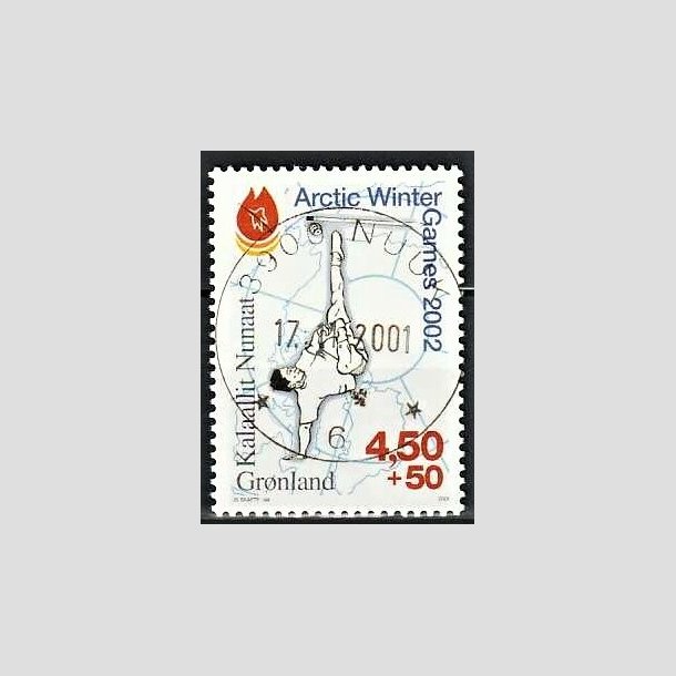 FRIMRKER GRNLAND | 2001 - AFA 373 - Artic Winter Games 2002 - 4,50 kr. + 50 re flerfarvet - Lux stemplet