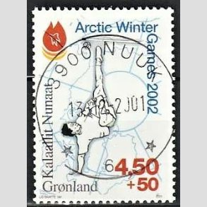 FRIM�RKER GR�NLAND | 2001 - AFA 373 - Artic Winter Games 2002 - 4,50 kr. + 50 �re flerfarvet - Lux stemplet