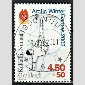 FRIM�RKER GR�NLAND | 2001 - AFA 373 - Artic Winter Games 2002 - 4,50 kr. + 50 �re flerfarvet - Lux stemplet
