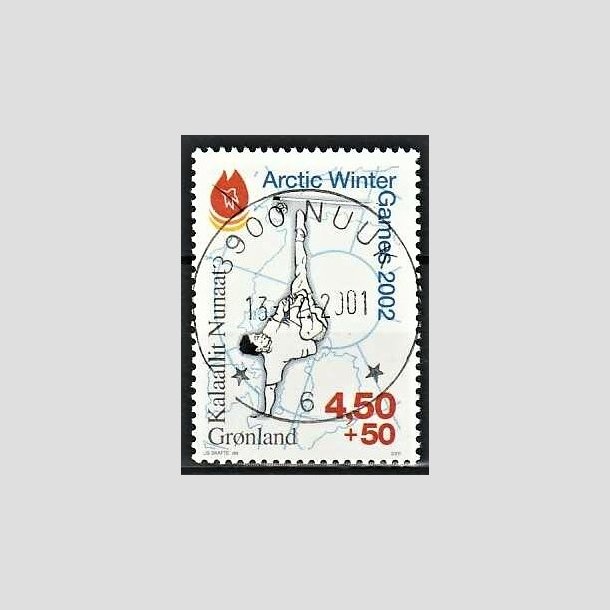 FRIMRKER GRNLAND | 2001 - AFA 373 - Artic Winter Games 2002 - 4,50 kr. + 50 re flerfarvet - Lux stemplet