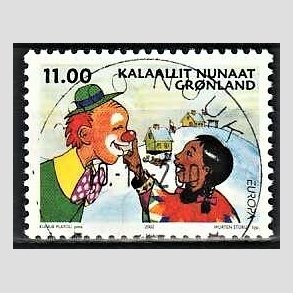 FRIM�RKER GR�NLAND | 2002 - AFA 394 - Europafrim�rke, Cirkus. - 11,00 kr. flerfarvet - Lux stemplet