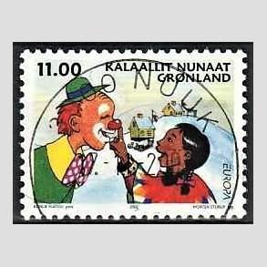 FRIM�RKER GR�NLAND | 2002 - AFA 394 - Europafrim�rke, Cirkus. - 11,00 kr. flerfarvet - Lux stemplet