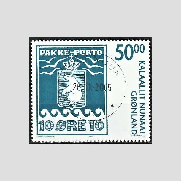 FRIMRKER GRNLAND | 2005 - AFA 460 - Pakkeportomrkerne 100 r. - 50,00 kr. bl/hvid - Lux stemplet