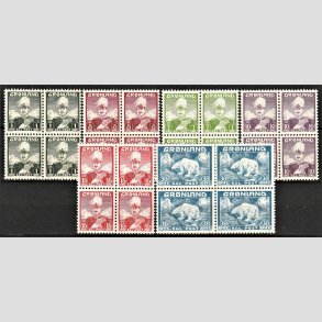 FRIMRKER GRNLAND | 1938 - AFA 1-6 - Christian X + Isbjrn - 1 re -30 re i 4-blokke - Postfrisk