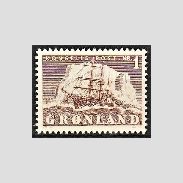 FRIMRKER GRNLAND | 1950 - AFA 34 - Gustav Holm - 1 kr. brun - Postfrisk