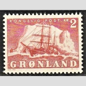 FRIMRKER GRNLAND | 1950 - AFA 35 - Gustav Holm - 2 kr. rd - Postfrisk