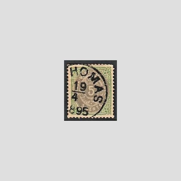 FRIMRKER DVI | 1876-1901 - AFA 10 | 5 cents grn/gr - Stemplet