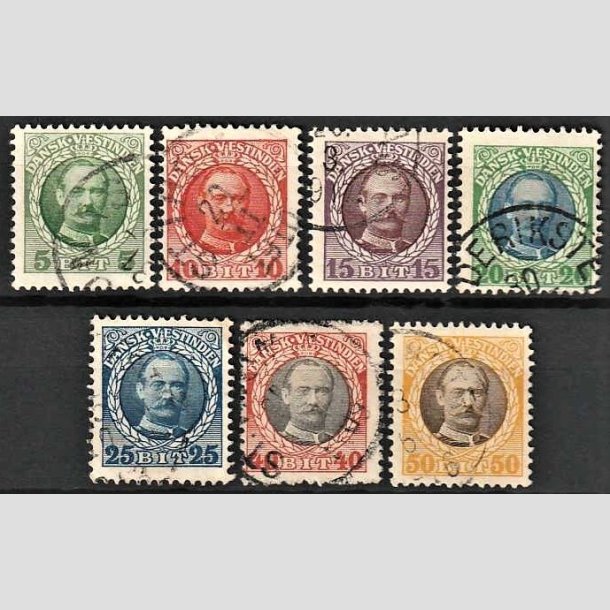 FRIMRKER DVI | 1907-08 - AFA 36,37,38,39,40,42,43 | 10-50 bit div. Frederik VIII - Stemplet