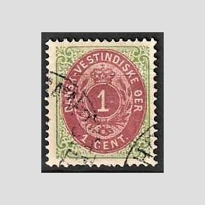 FRIM�RKER DVI | 1873-1902 - AFA 5y | 1 cent gr�n/r�dbrun - Stemplet