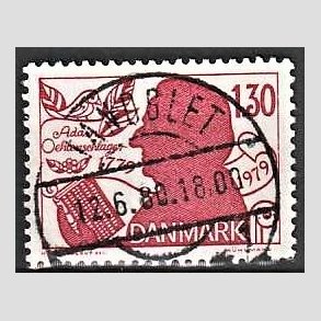 FRIM�RKER DANMARK | 1979 - AFA 690 - Adam Oehlenschl�ger - 1,30 Kr. r�d - Pragt Stemplet 