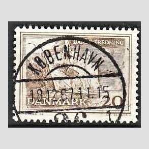 FRIM�RKER DANMARK | 1962 - AFA 411 - M�ns klint - 20 �re gr�brun - Pragt Stemplet K�benhavn