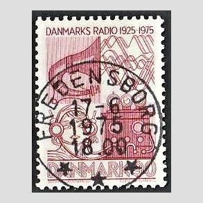 FRIM�RKER DANMARK | 1975 - AFA 583 - Danmarks Radio 50 �r - 90 �re r�d - Pragt Stemplet Fredensborg