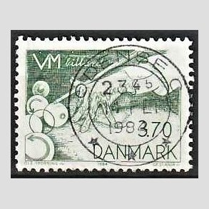 FRIM�RKER DANMARK | 1984 - AFA 797 - WM i billard - 3,70 Kr. gr�n - Pragt Stemplet Odense C