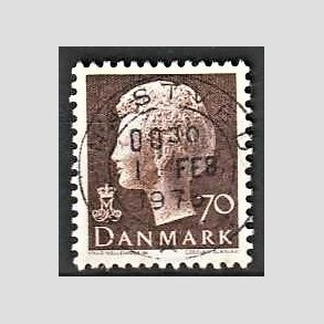 FRIMRKER DANMARK | 1974 - AFA 573 - Dronning Margrethe - 70 re brun - Pragt Stemplet Nstved