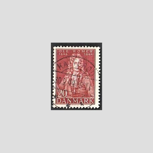 FRIMRKER DANMARK | 1944 - AFA 288 - Astronom Ole Rmer - 20 re rd - Pragt Stemplet Skive