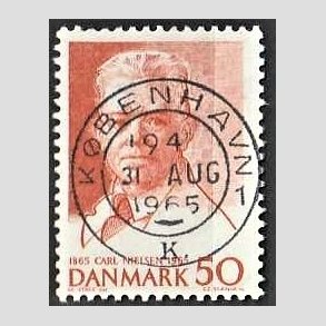 FRIM�RKER DANMARK | 1965 - AFA 435 - Komponist Carl Nielsen - 30 �re oranger�d - Pragt Stemplet