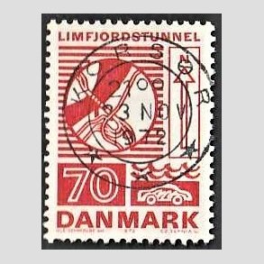 FRIM�RKER DANMARK | 1972 - AFA 536 - Trafiktekniske anl�g - 70 �re r�d - Pragt Stemplet Kors�r
