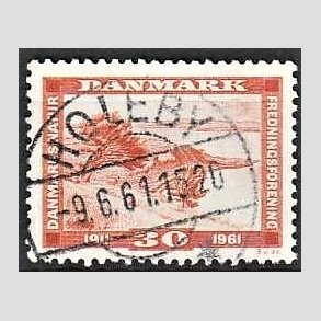 FRIM�RKER DANMARK | 1961 - AFA 392 - Naturfredningsforening 50 �r. - 30 �re brunr�d - Pragt Stemplet Holeby