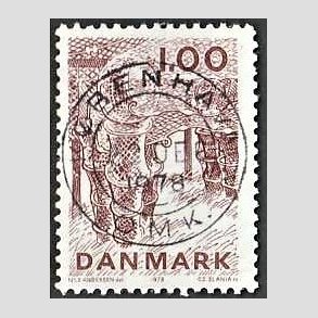 FRIM�RKER DANMARK | 1978 - AFA 665 - Dansk fiskeri - 1,00 Kr. r�dbrun - Pragt Stemplet