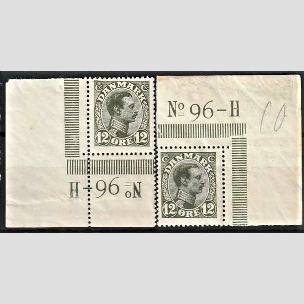 FRIMRKER DANMARK | 1918-20 - AFA 100 - Chr. X 12 re oliven x 2 med marginal - Postfrisk