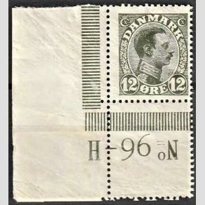 FRIMRKER DANMARK | 1918-20 - AFA 100 - Chr. X 12 re oliven med marginal - Postfrisk