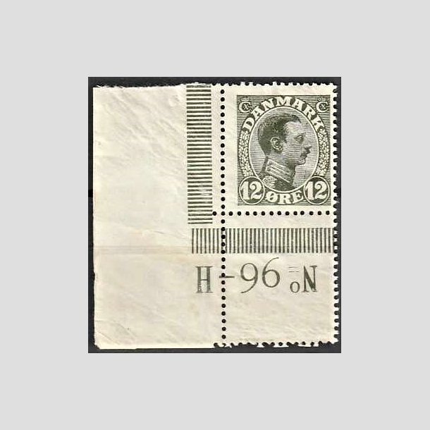 FRIMRKER DANMARK | 1918-20 - AFA 100 - Chr. X 12 re oliven med marginal - Postfrisk
