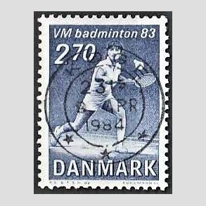 FRIM�RKER DANMARK | 1983 - AFA 767 - WM i Badminton - 2,70 Kr. bl� - Pragt Stemplet K�ge