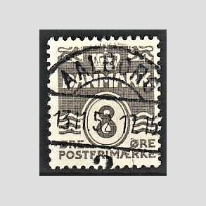 FRIM�RKER DANMARK | 1937-40 - AFA 201a - B�lgelinie 8 �re gr� - Pragt Stemplet AALBORG