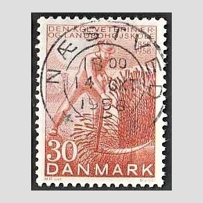 FRIM�RKER DANMARK | 1958 - AFA 372 - Landboh�jskolen 100 �r - 30 �re r�d - Pragt Stemplet N�stved