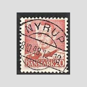 FRIMRKER DANMARK | 1948-50 - AFA 307 - Fr. IX 20 re rd - Pragt Stemplet Nyrup