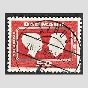 FRIM�RKER DANMARK | 1967 - AFA 458F - Kongeligt bryllup - 50 �re r�d - Pragt Stemplet
