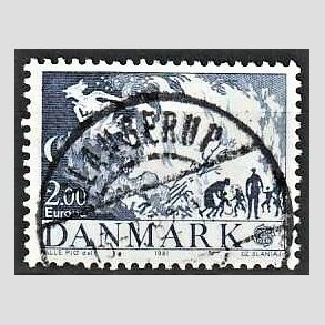 FRIM�RKER DANMARK | 1981 - AFA 728 - Folklore - 2,00 Kr. bl� - Pragt Stemplet Slangerup